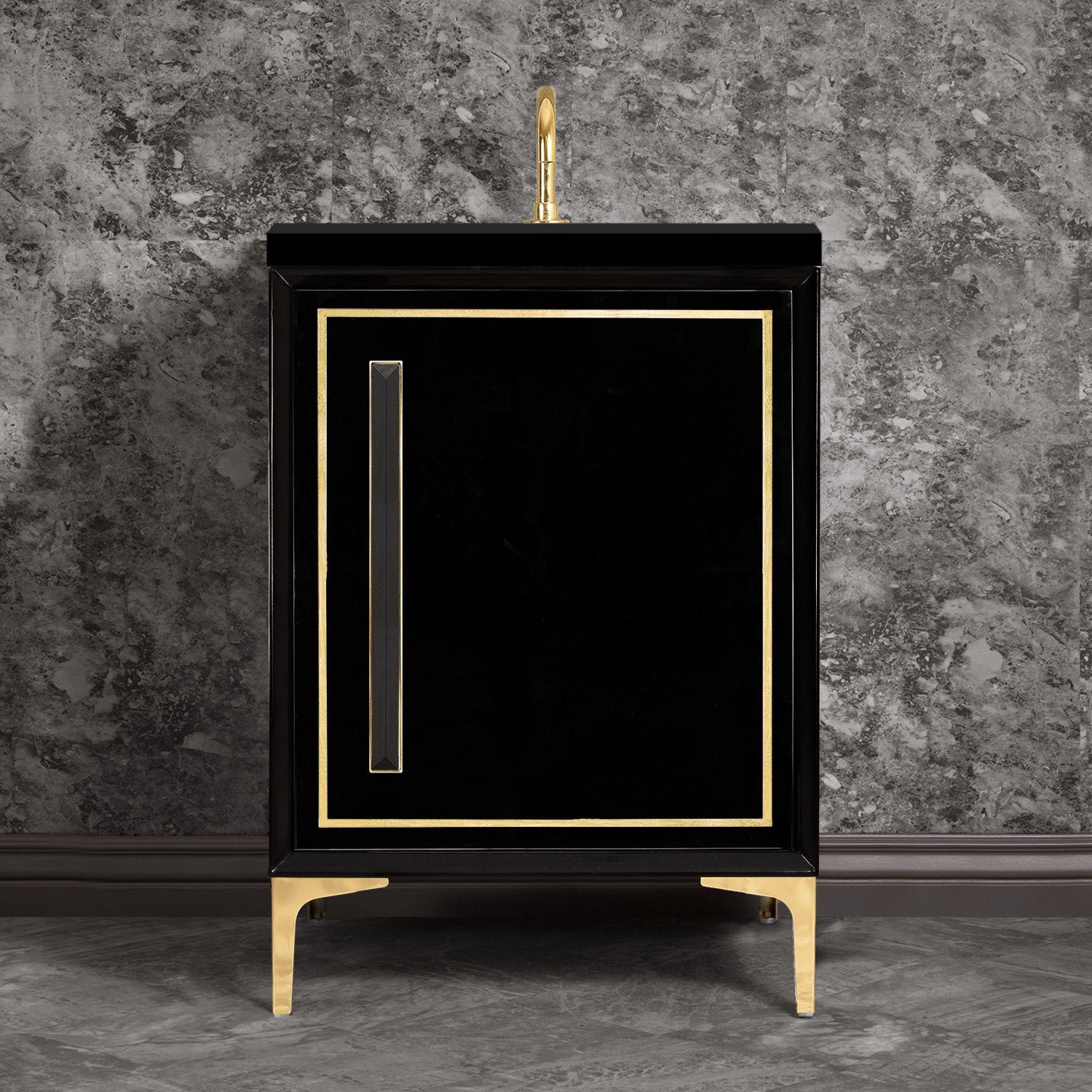 Linkasink Linea with 18" Black Artisan Glass Prism Hardware Vanity