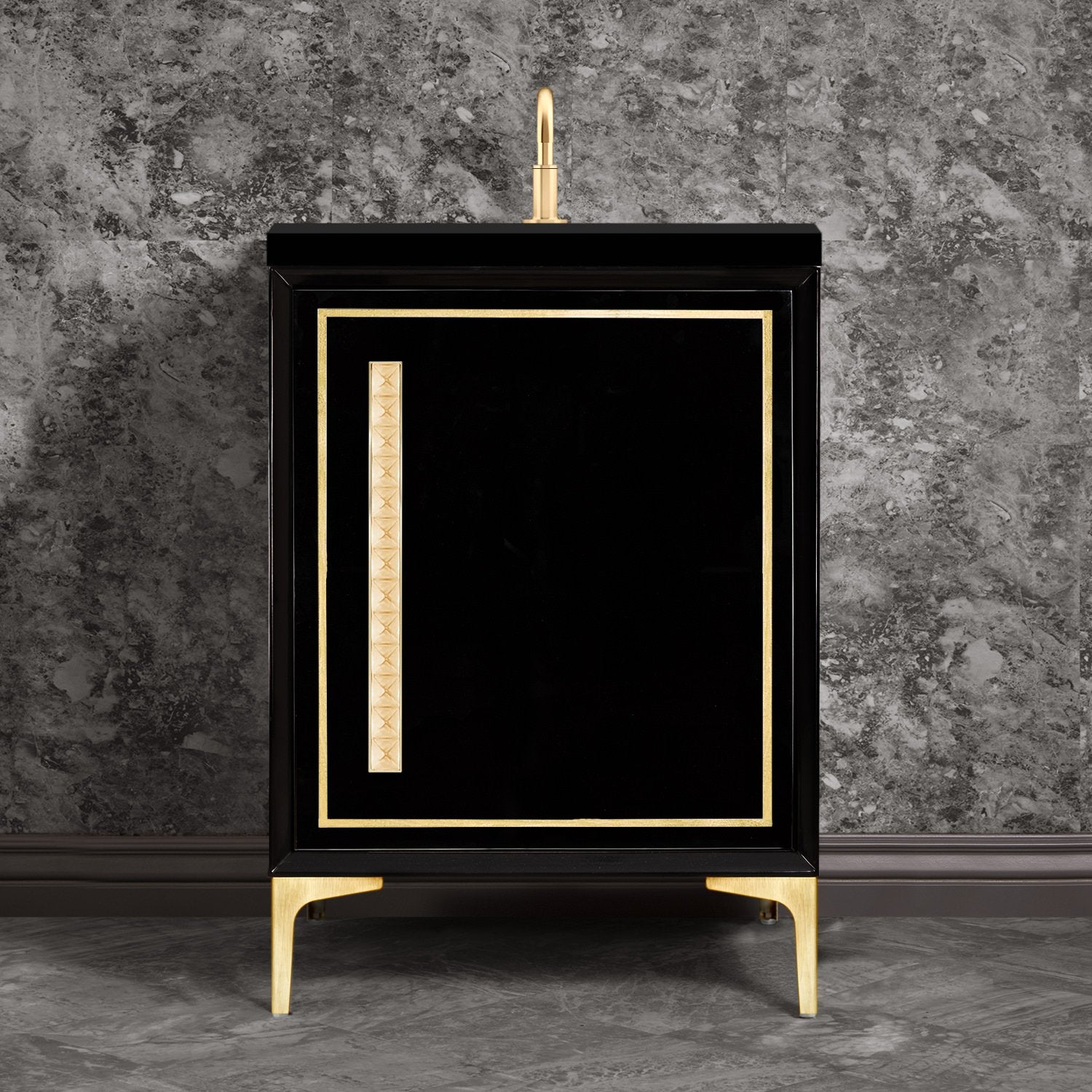Linkasink Linea with 18" Artisan Glass Pyramid Hardware Vanity