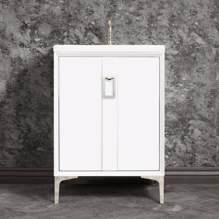 white with polished nickel vanity