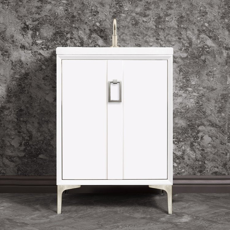 white with satin nickel vanity