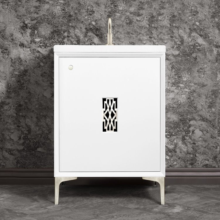white with satin nickel vanity