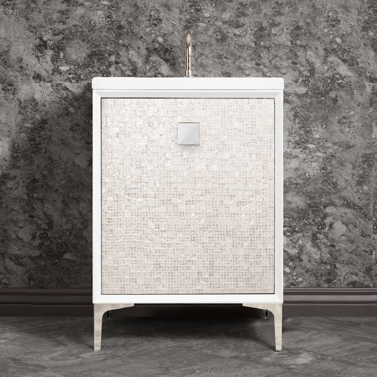 Linkasink Mother of Pearl with 3" Eglomise Prism Artisan Glass Prism Hardware Vanity