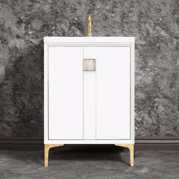 Linkasink Tuxedo with 3" White Tiger Artisan Glass Prism Hardware Vanity