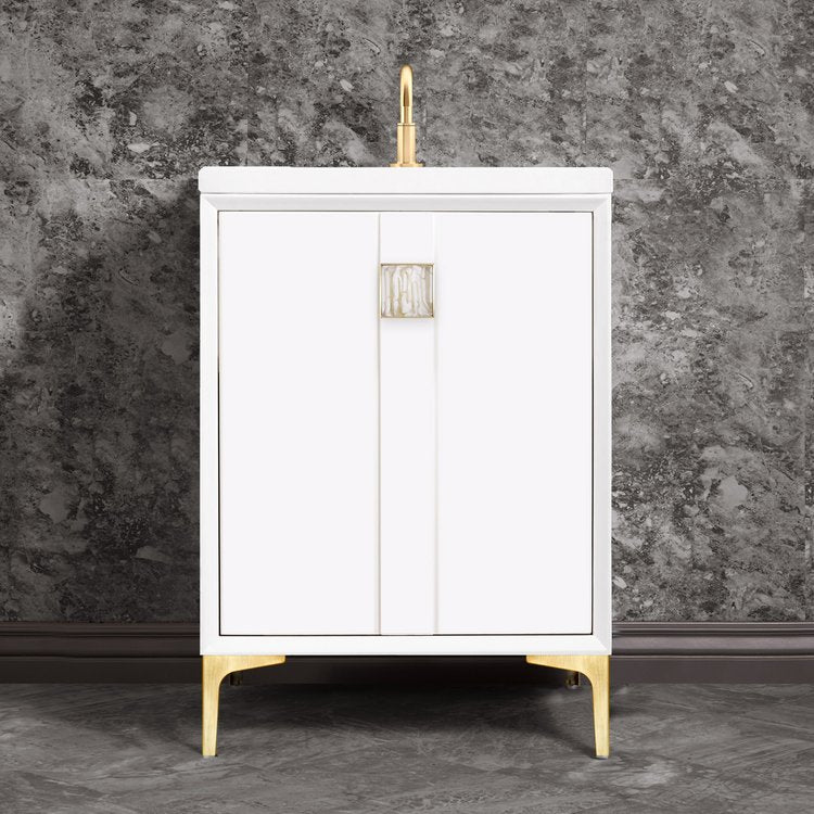 Linkasink Tuxedo with 3" White Tiger Artisan Glass Prism Hardware Vanity