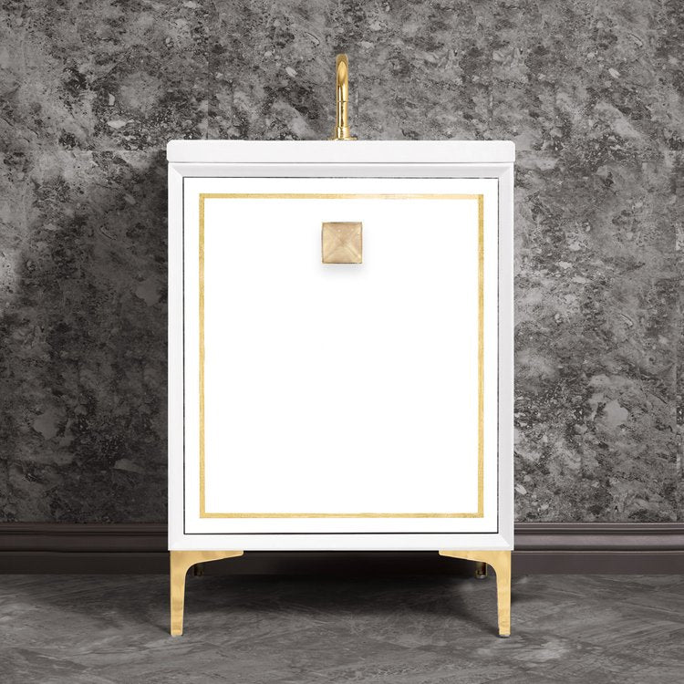 Linkasink Linea with 3" Eglomise Artisan Glass Prism Hardware Vanity