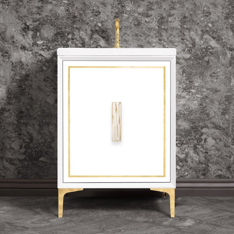Linkasink Linea with 8" White Tiger Artisan Glass Prism Hardware Vanity