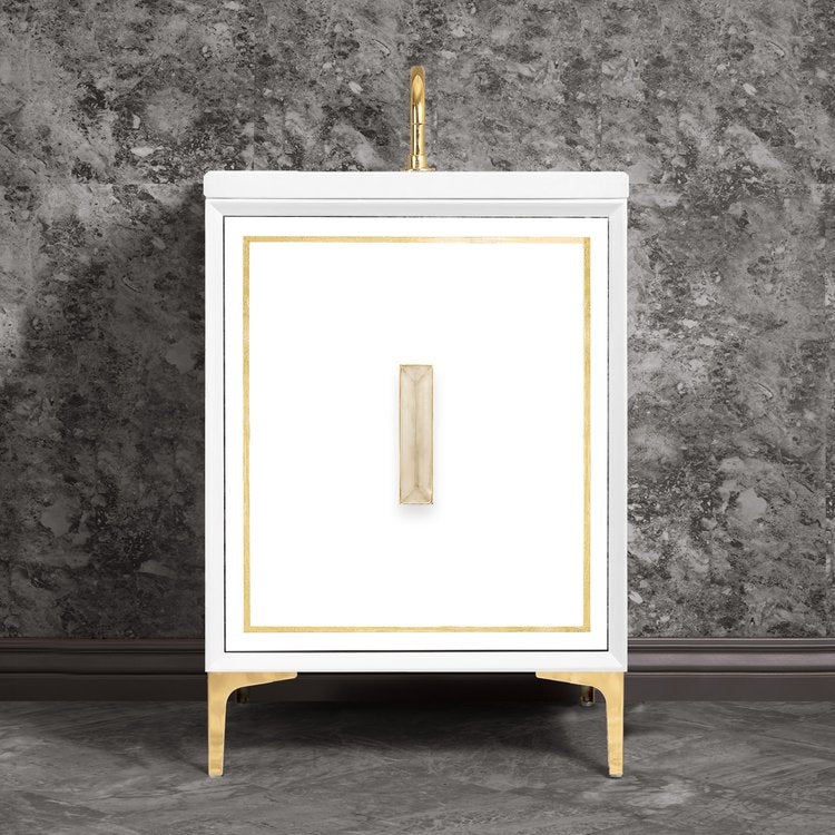 Linkasink Linea with 8" Eglomise Artisan Glass Prism Hardware Vanity
