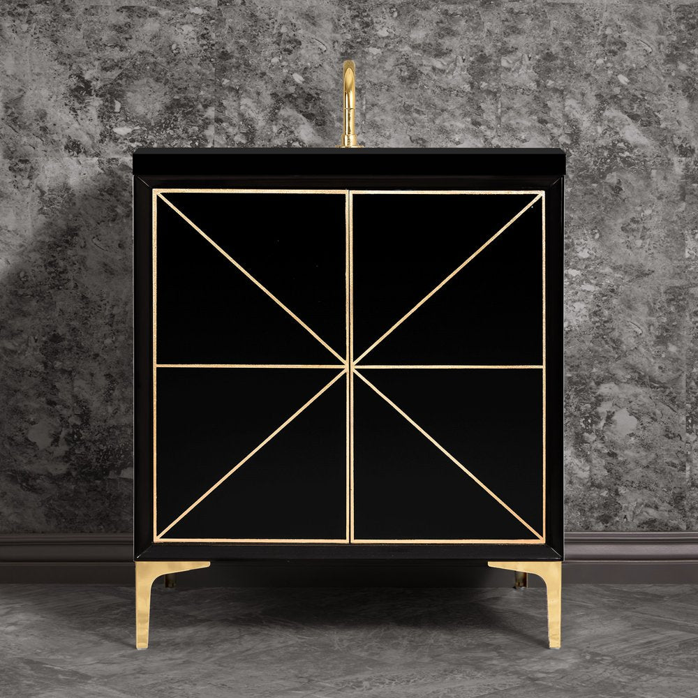 black with polished brass vanity