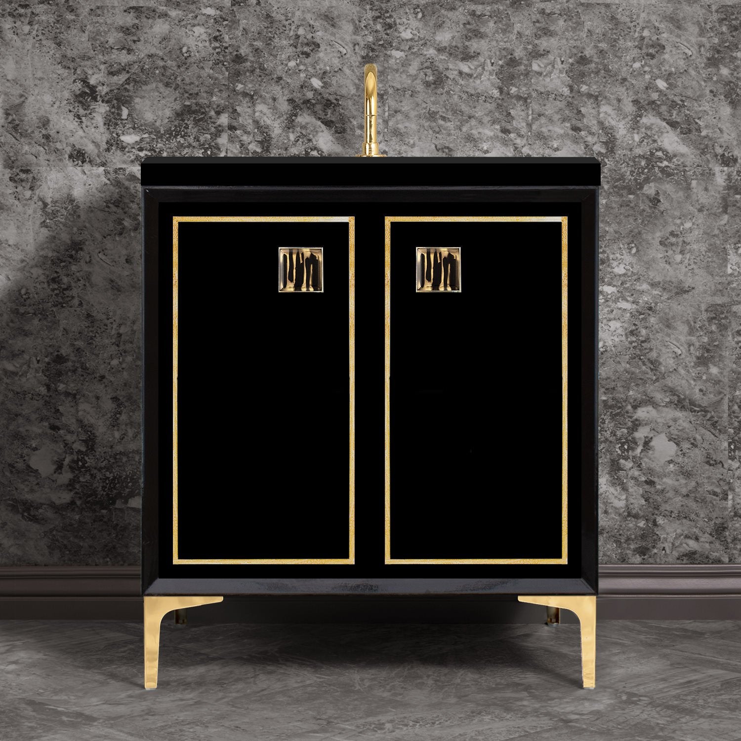 Linkasink Linea with 3" Artisan Tiger Glass Prism Hardware Vanity