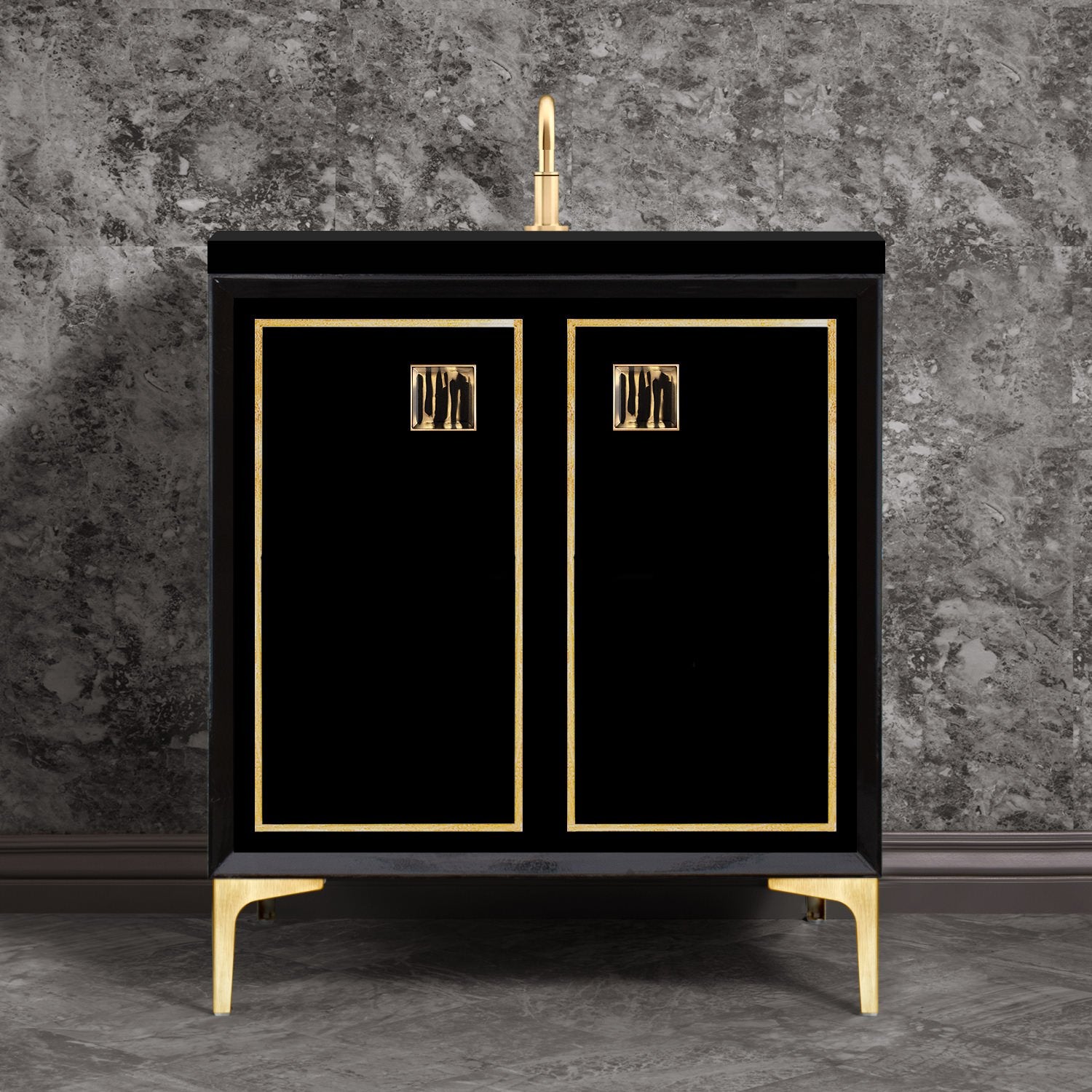 Linkasink Linea with 3" Artisan Tiger Glass Prism Hardware Vanity