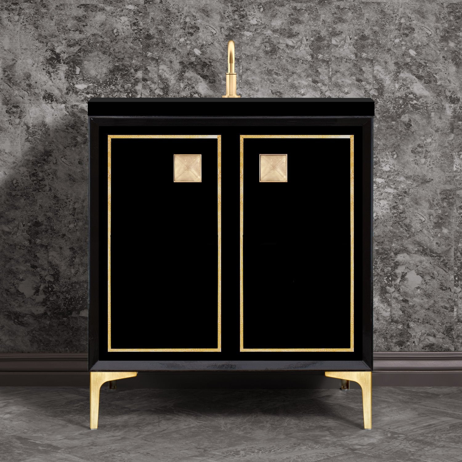 Linkasink Linea with 3" Artisan Glass Prism Hardware Vanity