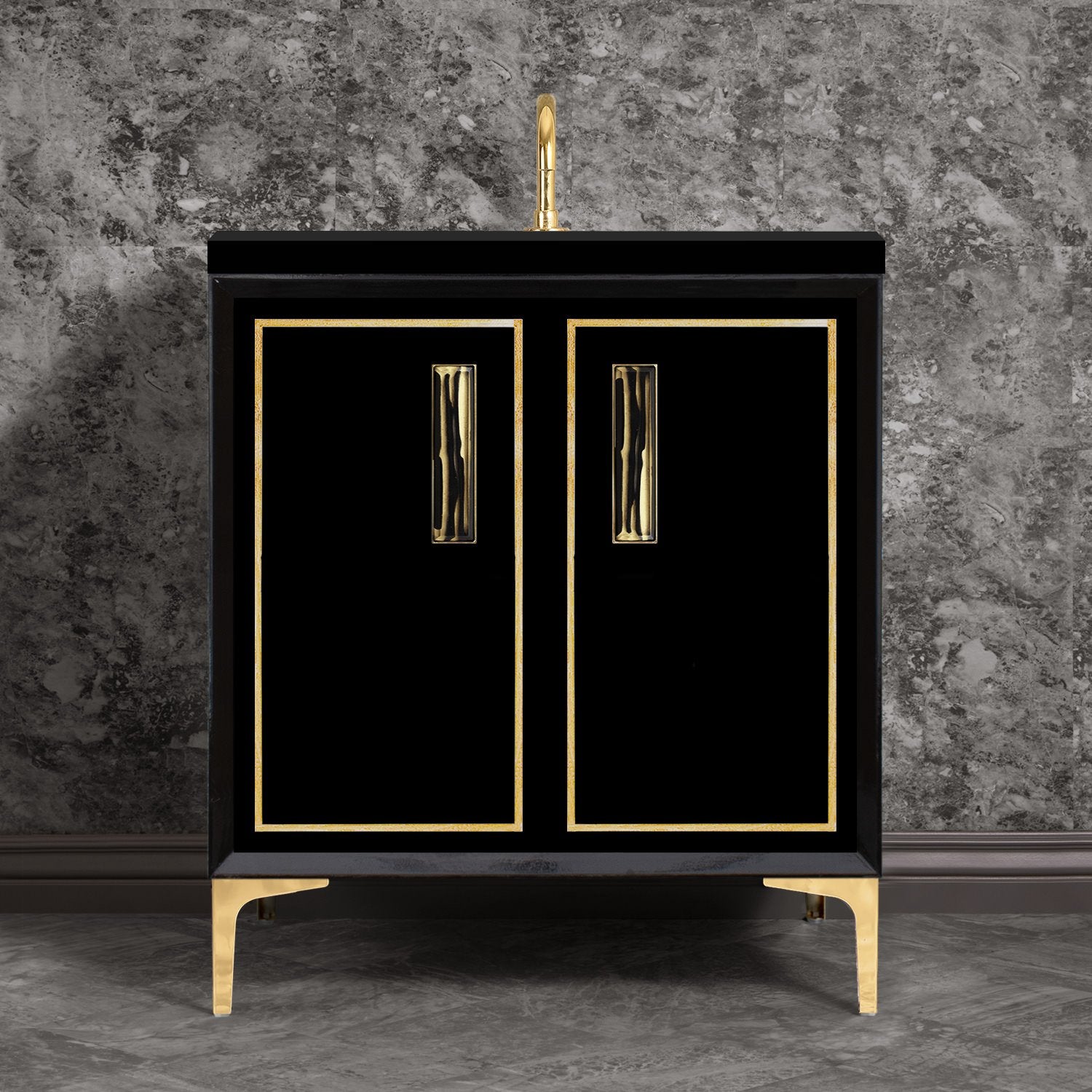 Linkasink Linea with 8" Artisan Tiger Glass Prism Hardware Vanity