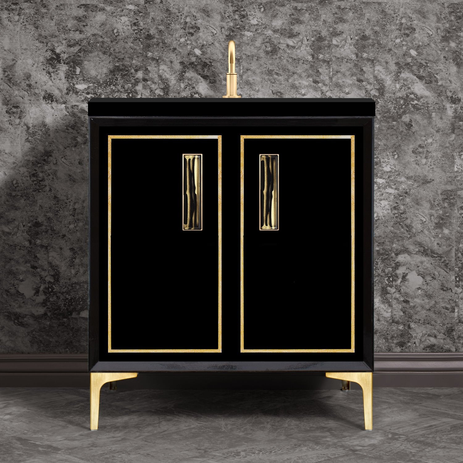 Linkasink Linea with 8" Artisan Tiger Glass Prism Hardware Vanity