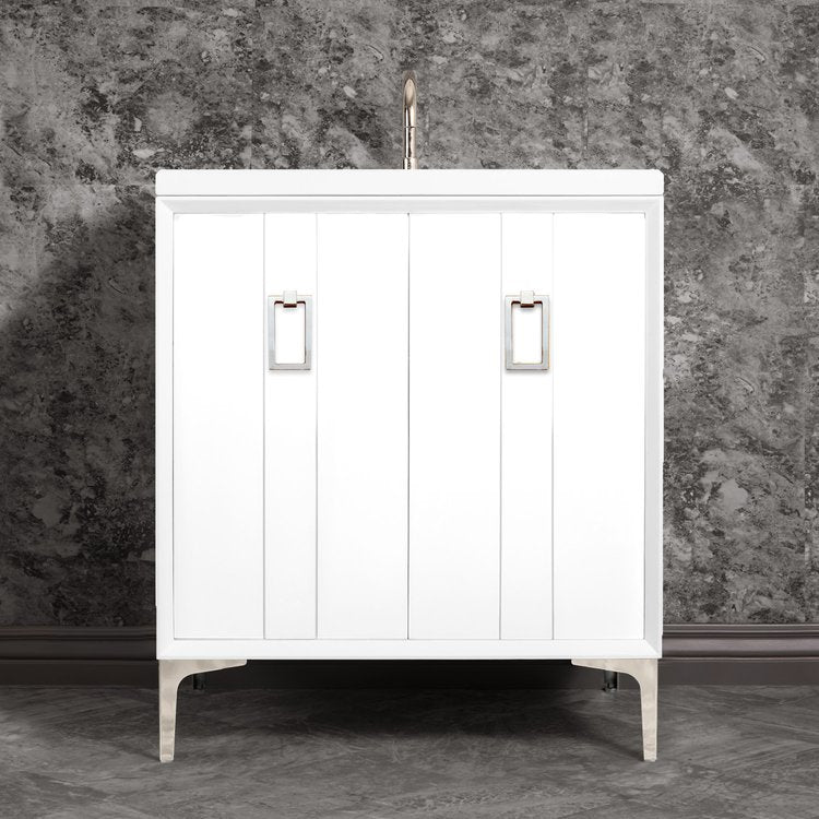 white with polished nickel vanity