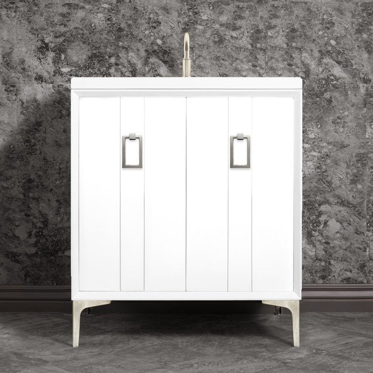 white with satin nickel vanity