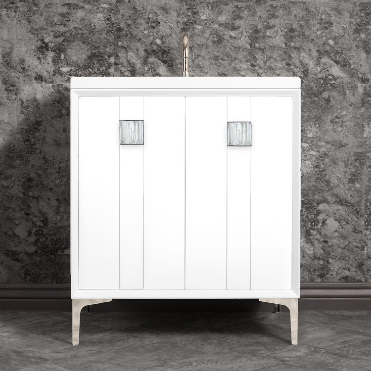 Linkasink Tuxedo with 3" White Tiger Artisan Glass Prism Hardware Vanity