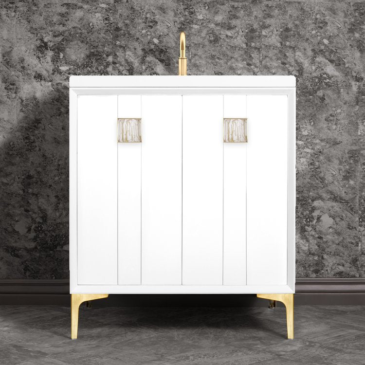 Linkasink Tuxedo with 3" White Tiger Artisan Glass Prism Hardware Vanity