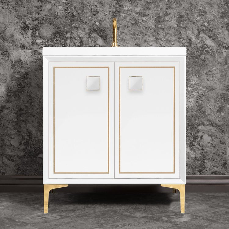 Linkasink Linea with 3" White Prism Artisan Glass Prism Hardware Vanity
