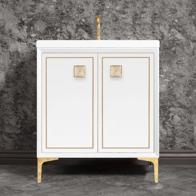 Linkasink Linea with 3" Eglomise Artisan Glass Prism Hardware Vanity