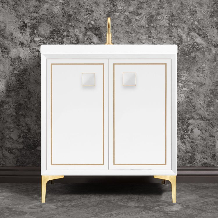 Linkasink Linea with 3" White Prism Artisan Glass Prism Hardware Vanity