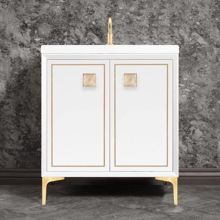 Linkasink Linea with 3" Eglomise Artisan Glass Prism Hardware Vanity