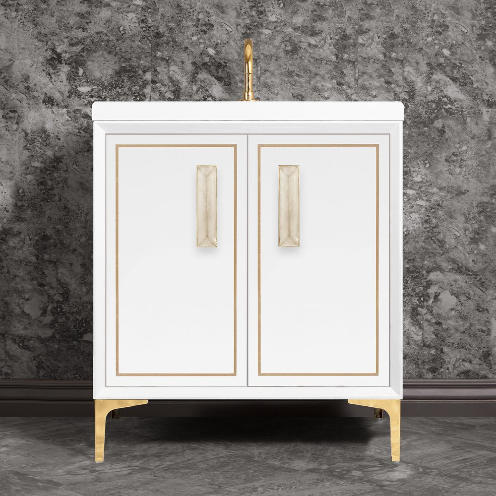 polished brass with eglomisé prism glass vanity