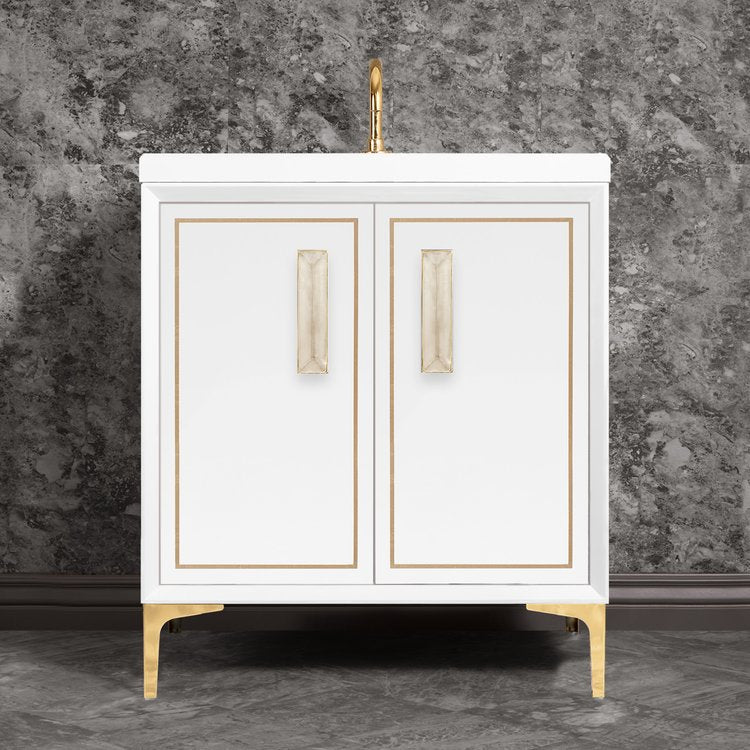 Linkasink Linea with 8" Eglomise Artisan Glass Prism Hardware Vanity