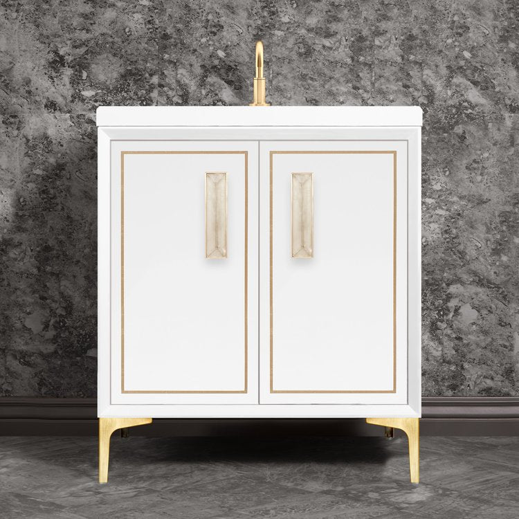 Linkasink Linea with 8" Eglomise Artisan Glass Prism Hardware Vanity