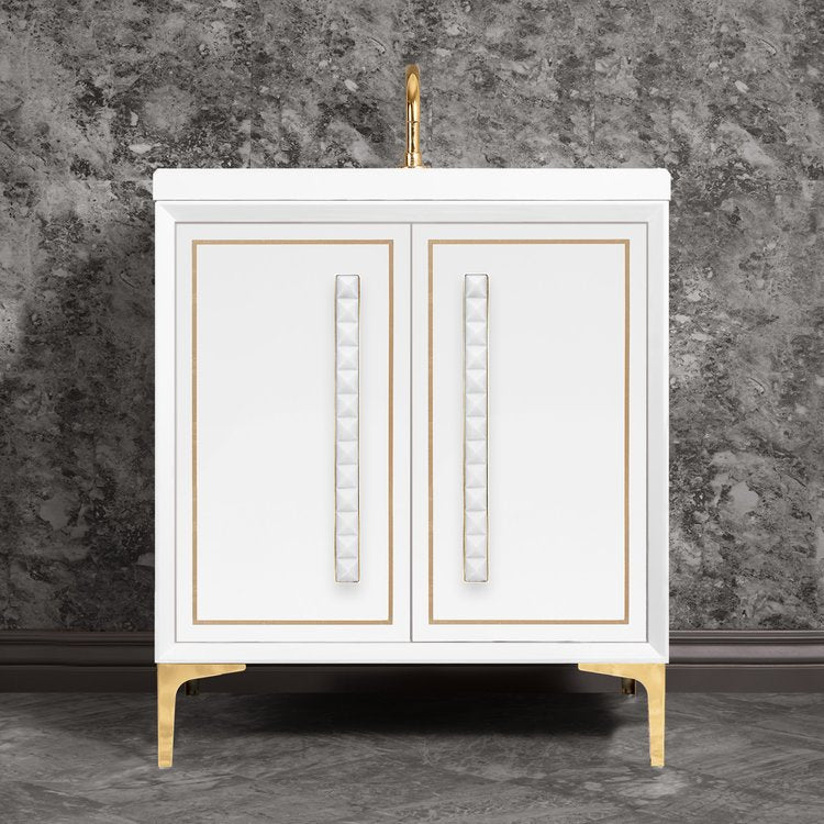 Linkasink Linea with 18" White Prism Artisan Glass Pyramid Hardware Vanity