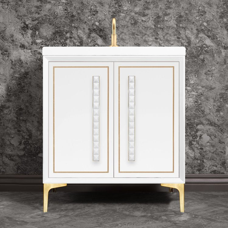 Linkasink Linea with 18" White Prism Artisan Glass Pyramid Hardware Vanity
