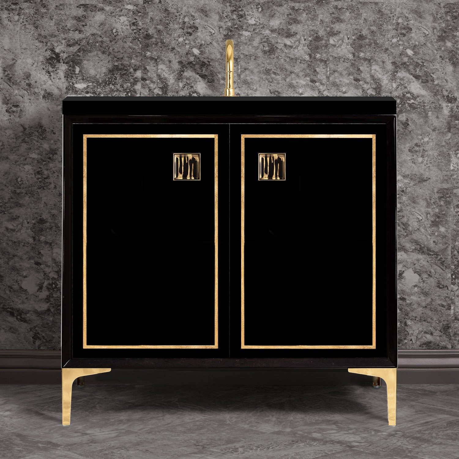 Linkasink Linea with 3" Artisan Tiger Glass Prism Hardware Vanity