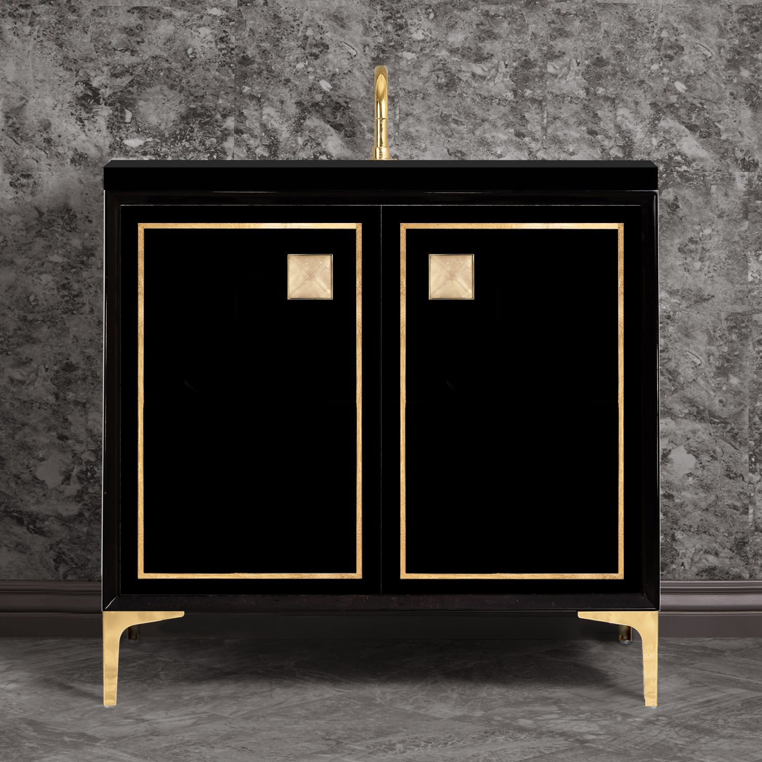 Linkasink Linea with 3" Artisan Glass Prism Hardware Vanity