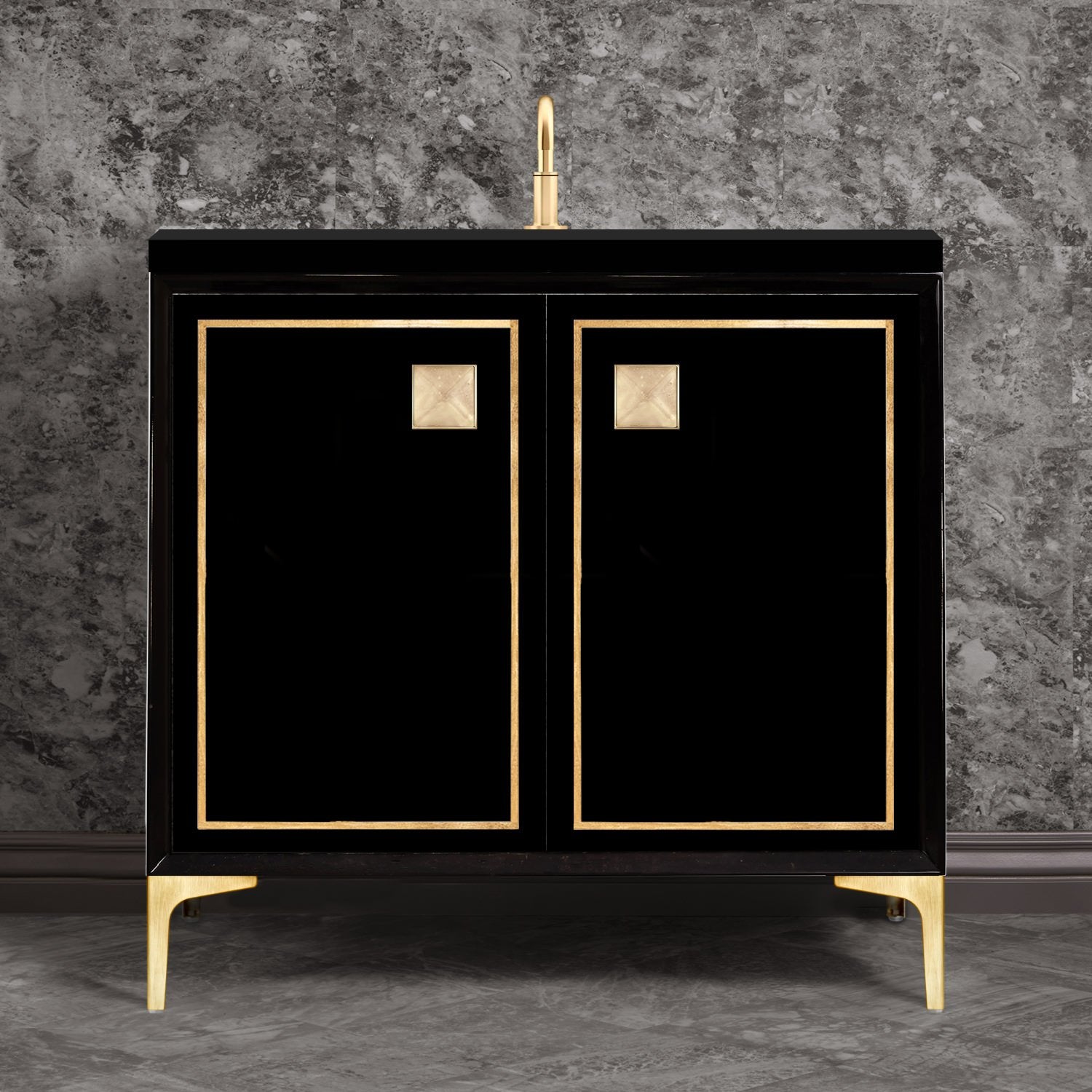 Linkasink Linea with 3" Artisan Glass Prism Hardware Vanity