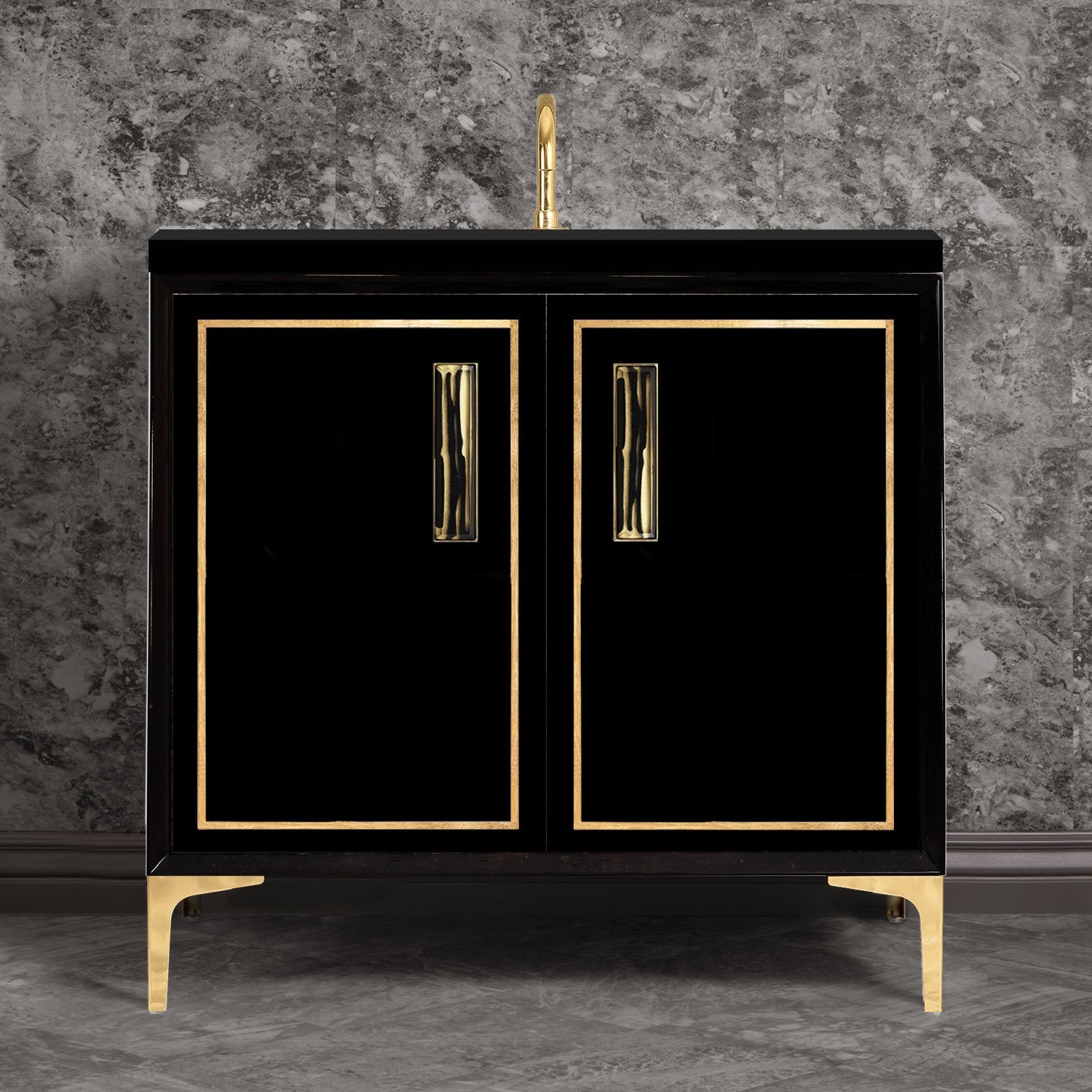 Linkasink Linea with 8" Artisan Tiger Glass Prism Hardware Vanity