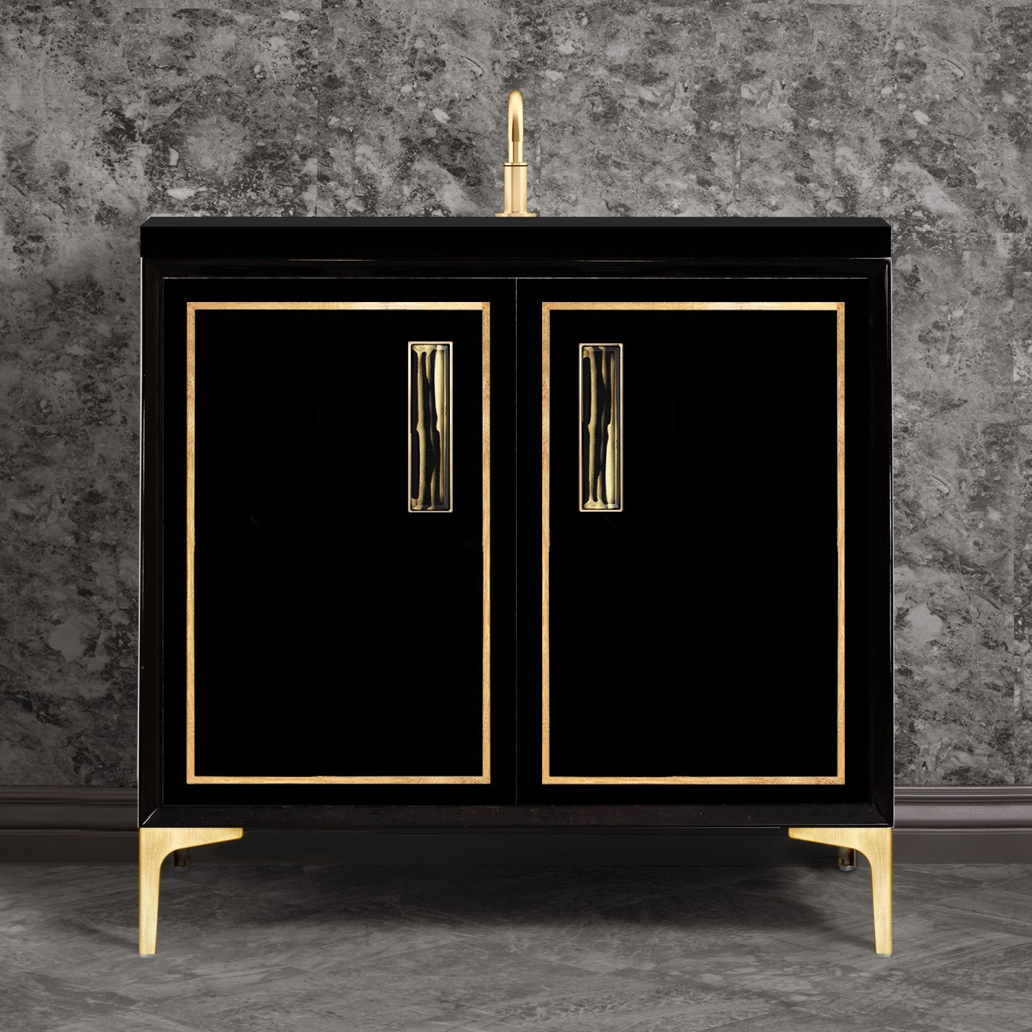 Linkasink Linea with 8" Artisan Tiger Glass Prism Hardware Vanity