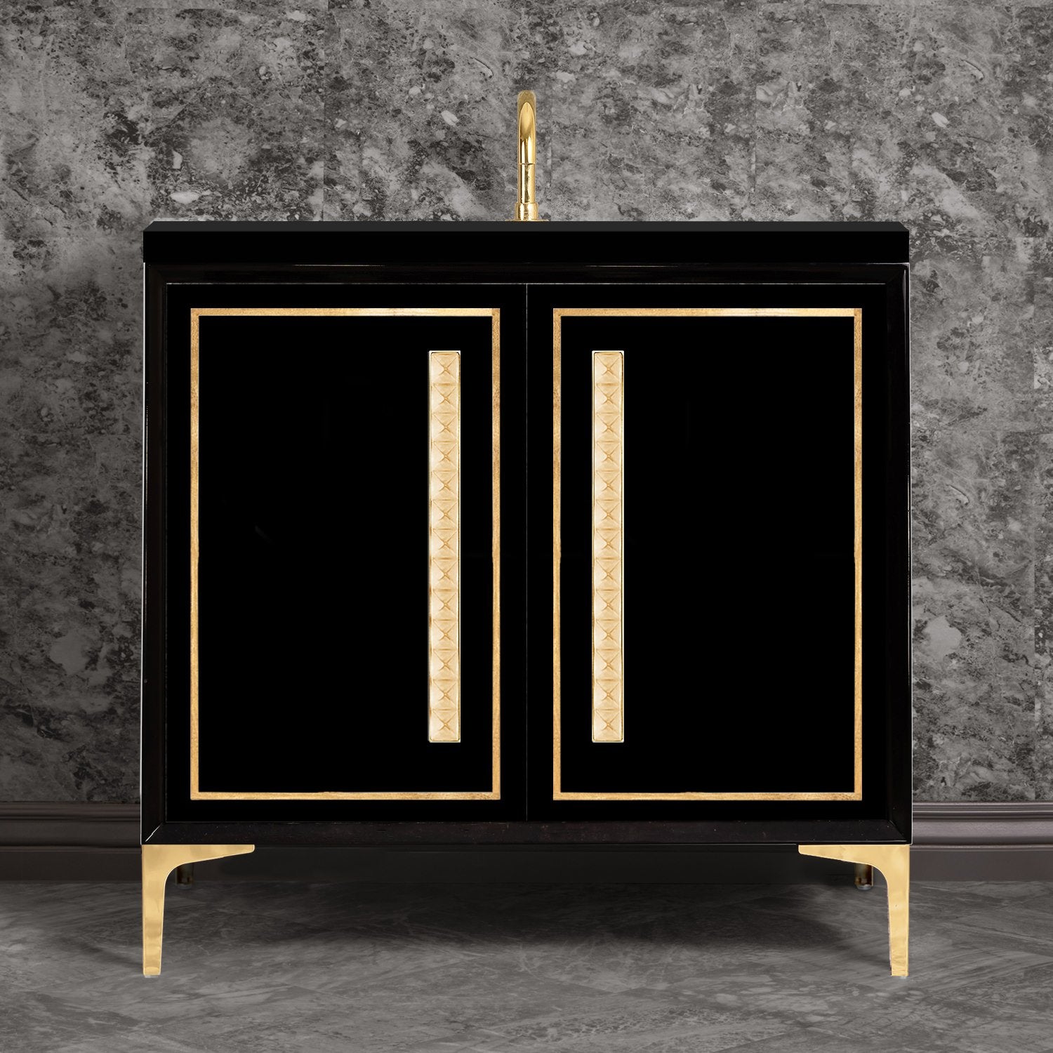 Linkasink Linea with 18" Artisan Glass Pyramid Hardware Vanity