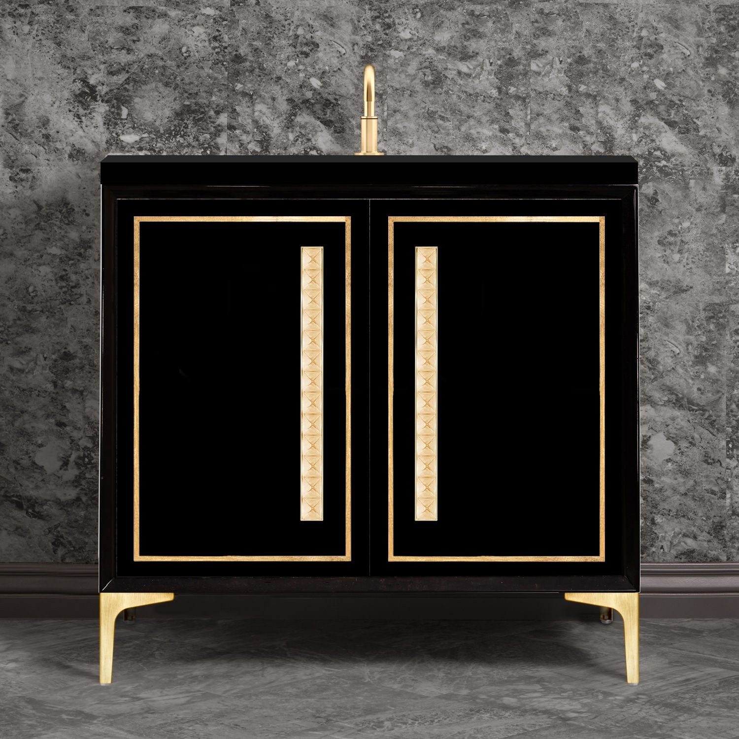 Linkasink Linea with 18" Artisan Glass Pyramid Hardware Vanity