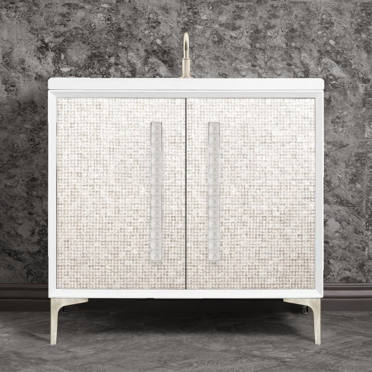 Linkasink Mother of Pearl with 18" Eglomise Artisan Glass Pyramid Hardware Vanity