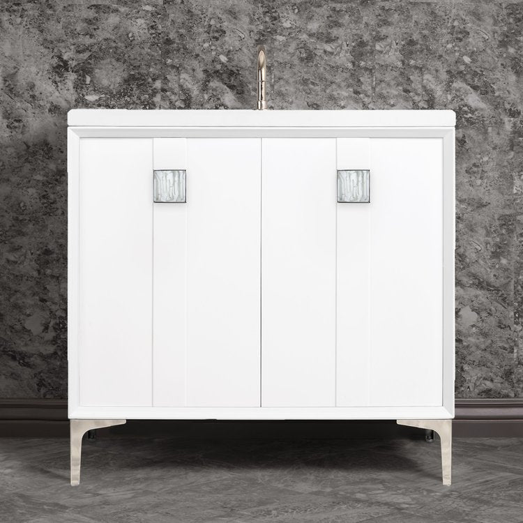 Linkasink Tuxedo with 3" White Tiger Artisan Glass Prism Hardware Vanity