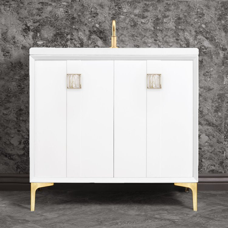 Linkasink Tuxedo with 3" White Tiger Artisan Glass Prism Hardware Vanity
