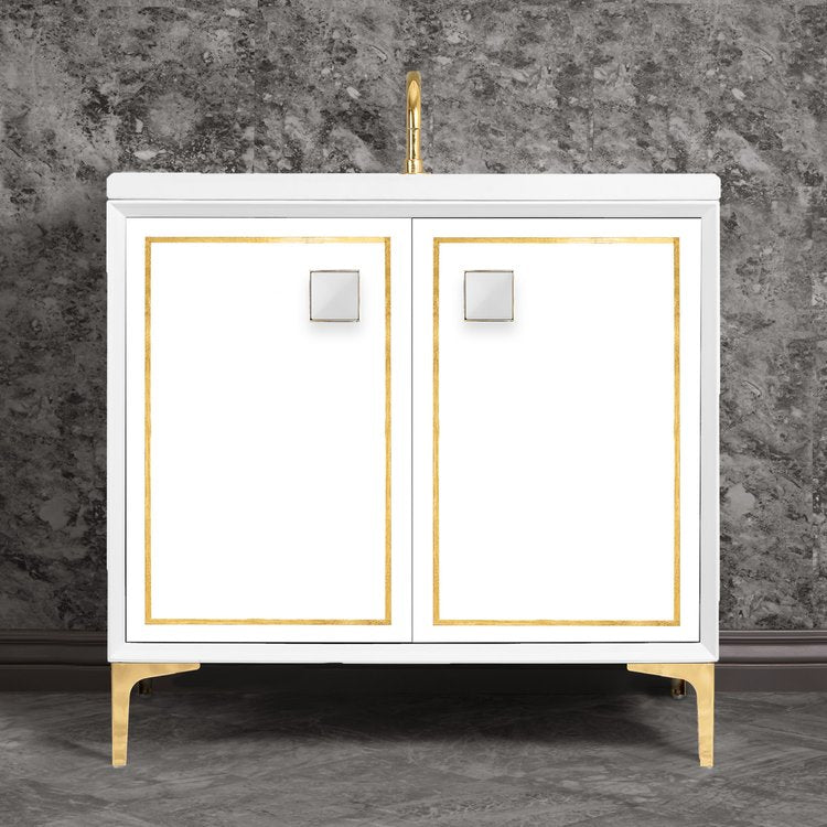 Linkasink Linea with 3" White Prism Artisan Glass Prism Hardware Vanity