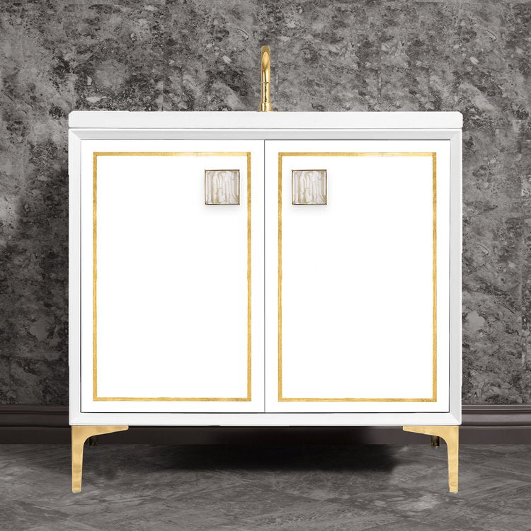 Linkasink Linea with 3" White Tiger Artisan Glass Prism Hardware Vanity