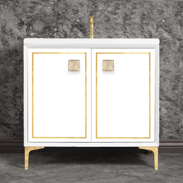 Linkasink Linea with 3" Eglomise Artisan Glass Prism Hardware Vanity