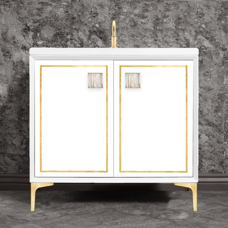 Linkasink Linea with 3" White Tiger Artisan Glass Prism Hardware Vanity