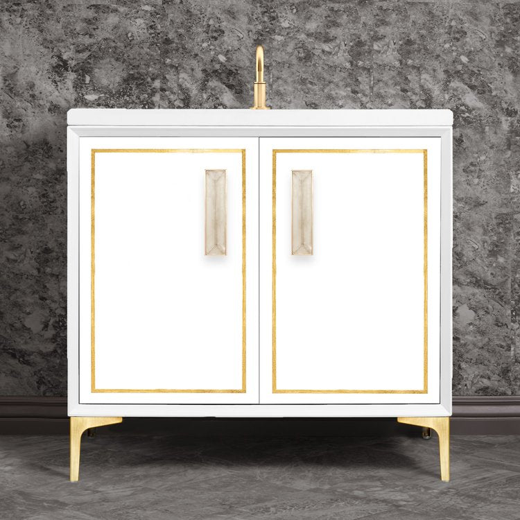 Linkasink Linea with 8" Eglomise Artisan Glass Prism Hardware Vanity