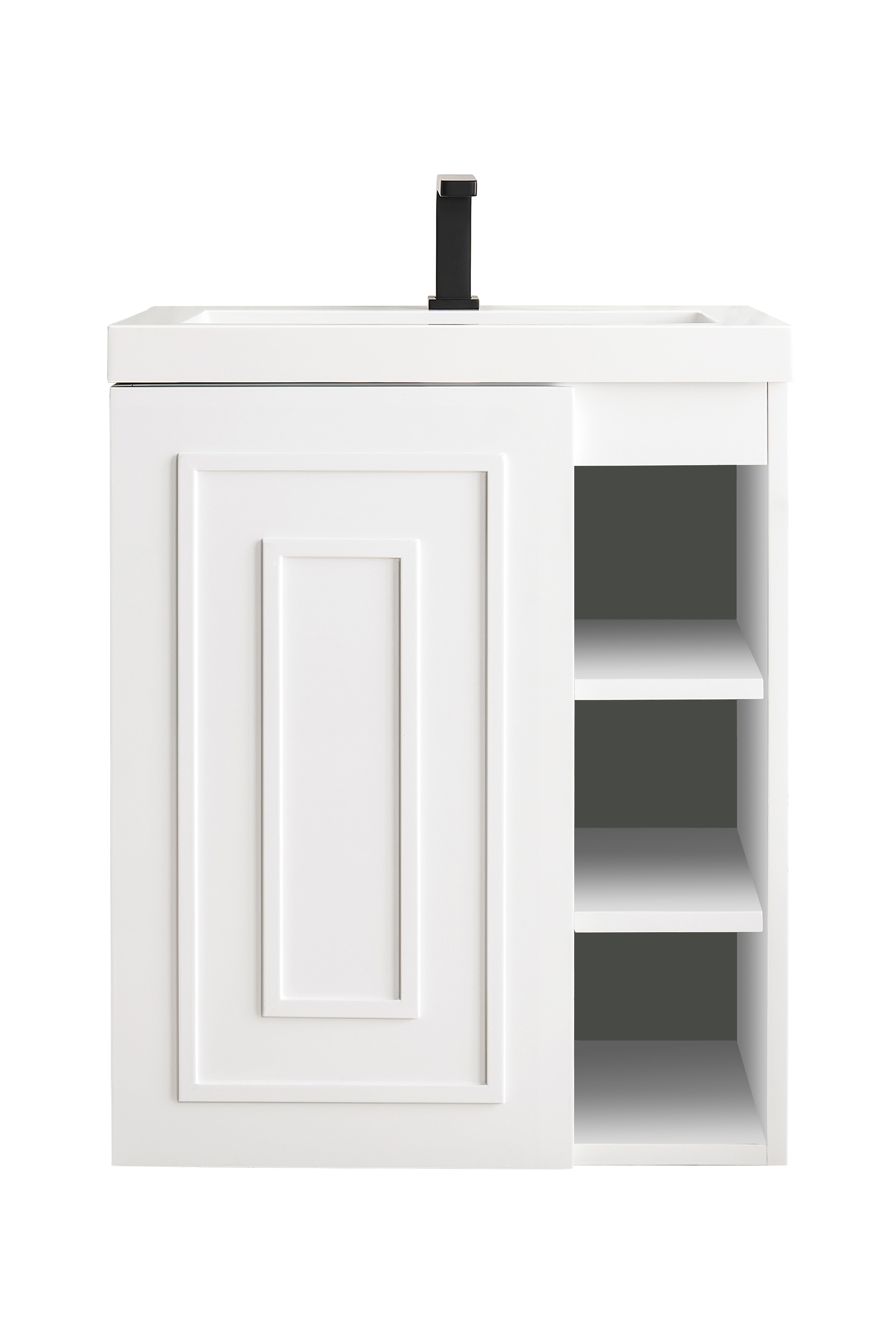 James Martin Vanities Alicante 24" Single Vanity - White Glossy Composite Stone Top