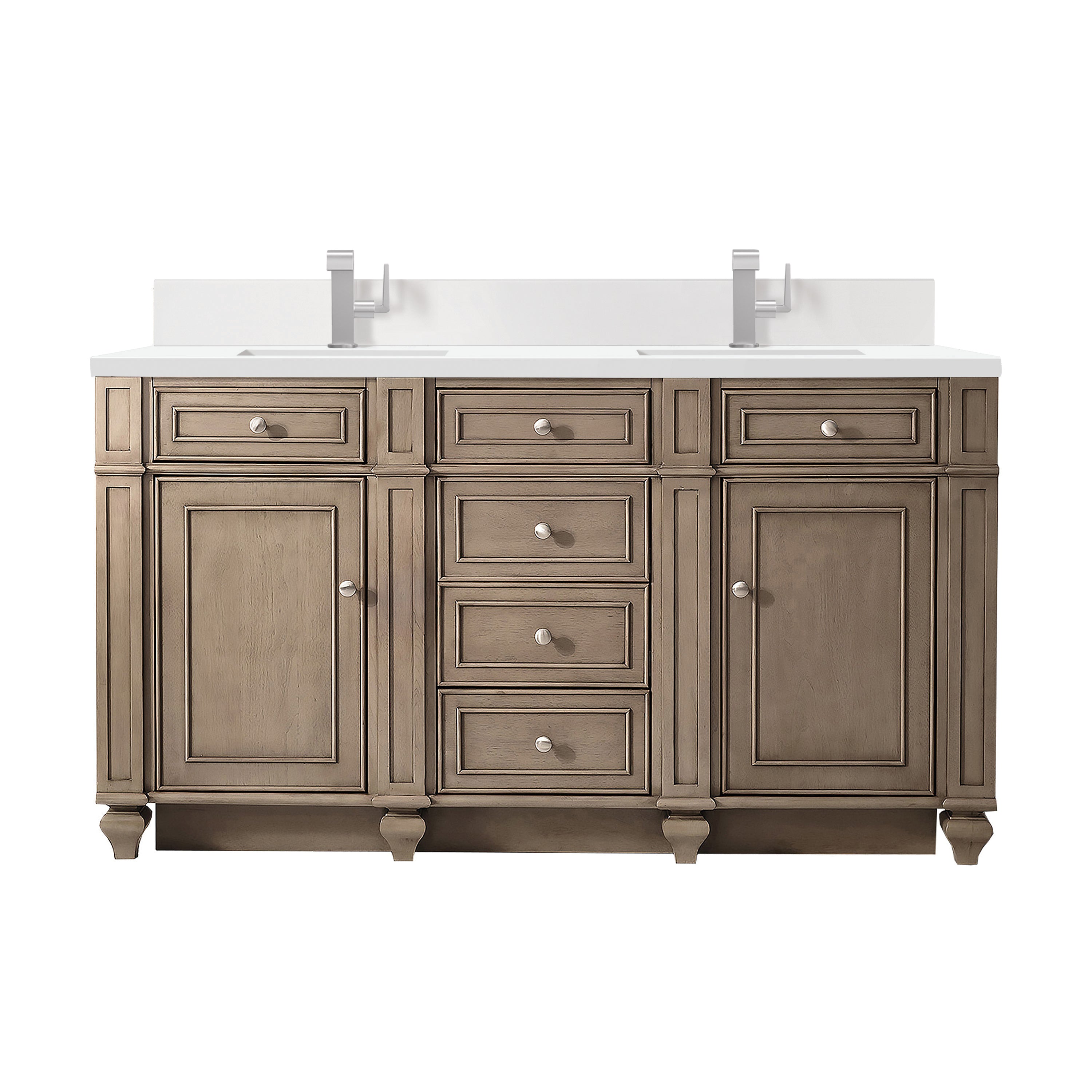 James Martin Vanities Bristol 60" Double Vanity - Whitewashed Walnut