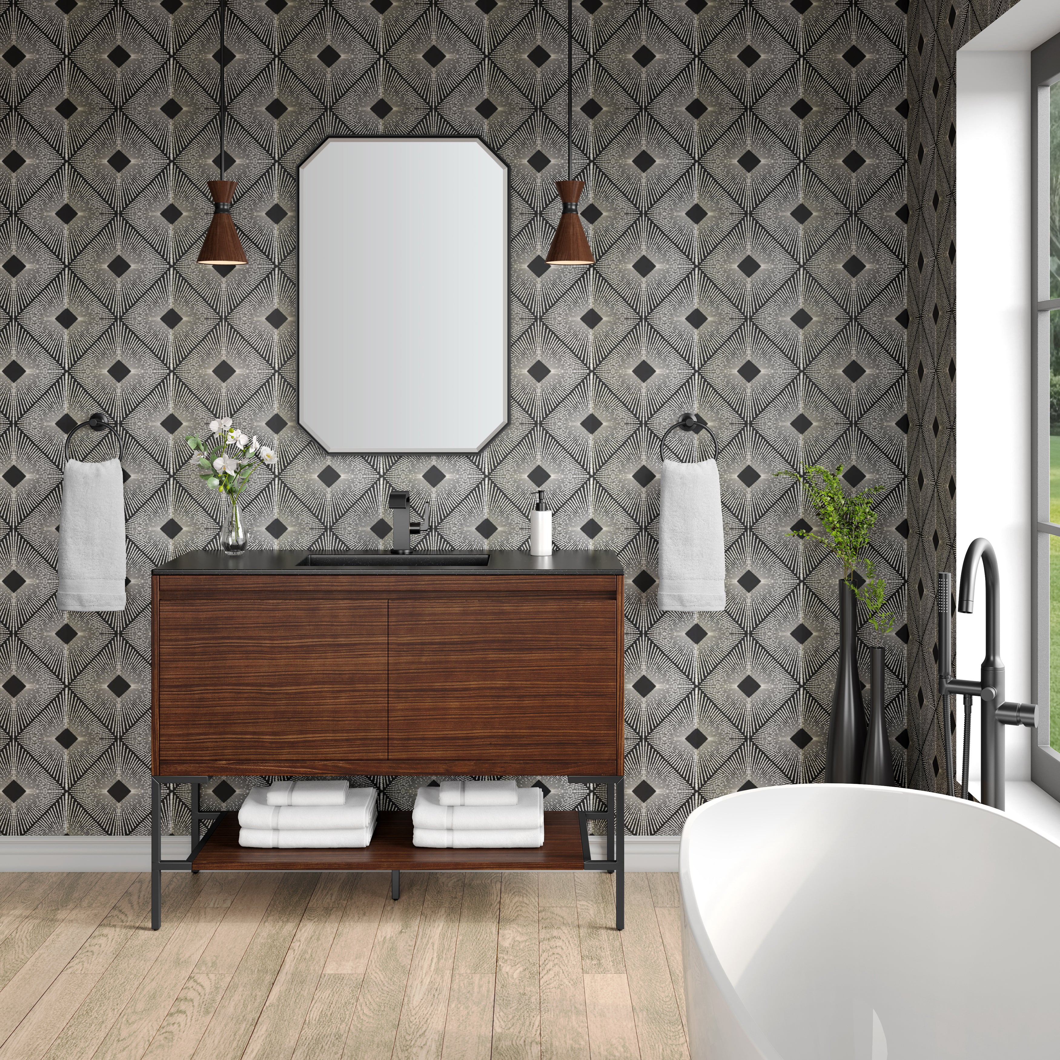 charcoal black composite stone top vanity
